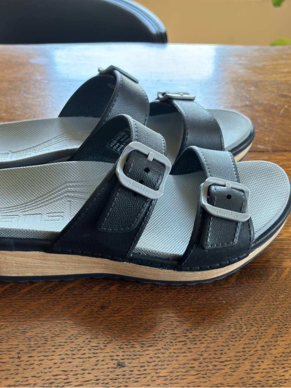 Dansko Women’s Black Dual-Buckle Slide Sandals